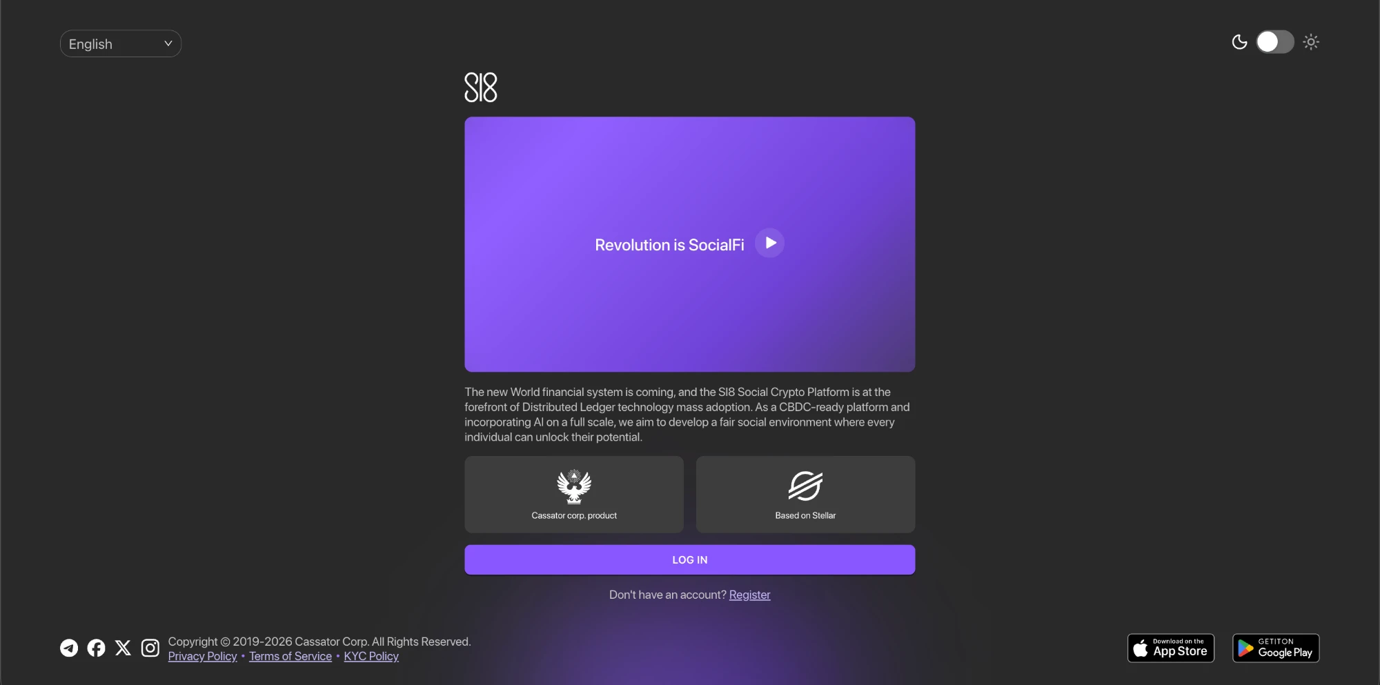 Sl8 landing — Revolution is SocialFi