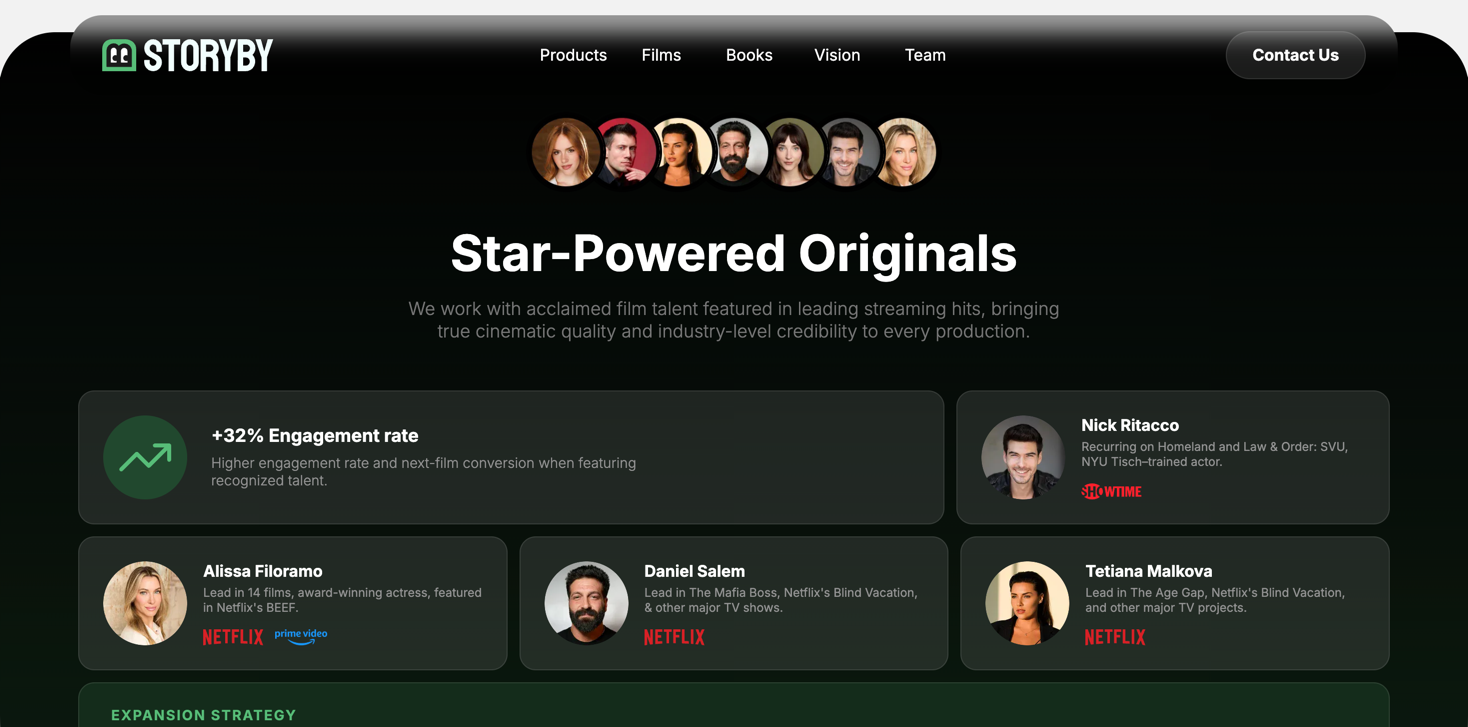 Storyby star-powered originals and talent lineup